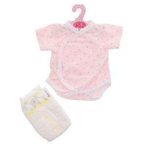 91046-6 Комплект одежды для кукол 42 см, розовое боди со звездочками, подгузник/памперс