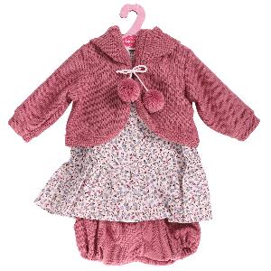 91152-6 Одежда для кукол и пупсов 50 - 55 см, платье, жакет розовый, вязаные трусики