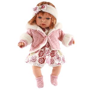 1561P Кукла Валентина в розовом озвученная (мама, папа, смех), 37 см