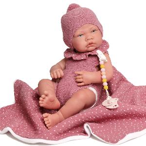 80220 Кукла Реборн Натали в розовом, 40 см, виниловая