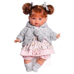 13145-2 Кукла озвученная Оливия в сером, 30 см, плачет, мягконабивная