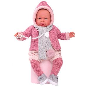 81170 Кукла реборн Лидия в розовом пальто, 52 см, мягконабивная