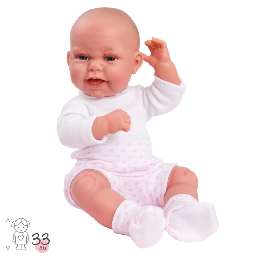 6026P Кукла пупс Фатима на розовом одеяле, 33 см, виниловая из винила