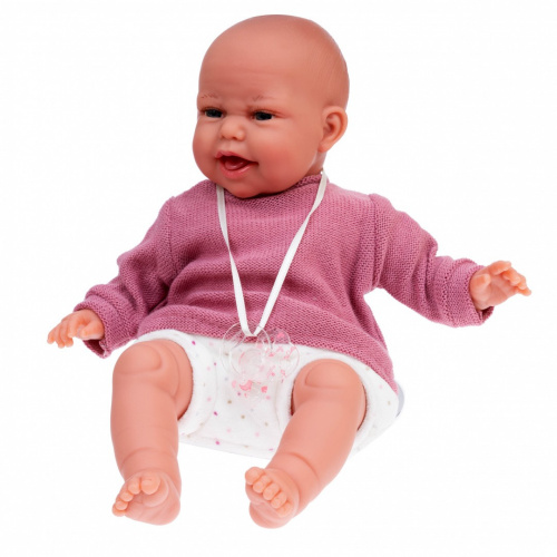7048 Кукла озвученная Леонора в темно-розовом, 34 см, лепечет, мягконабивная