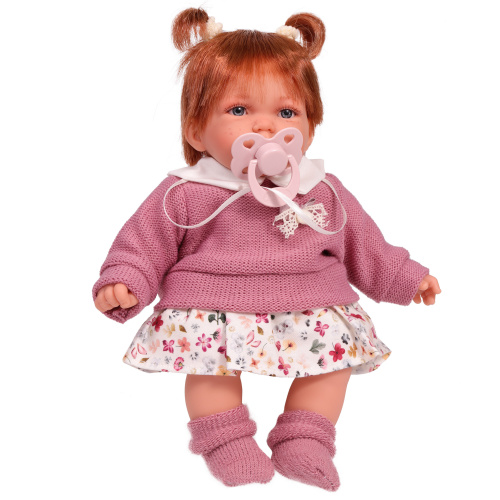 12136 Кукла озвученная Эмма в розовом, 27 см, говорит/смеётся, мягконабивная
