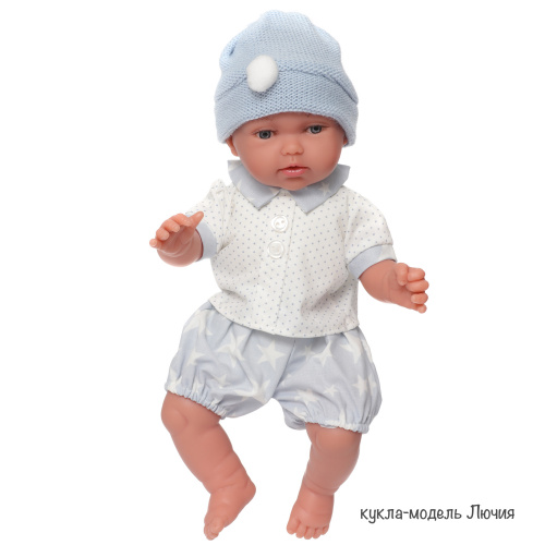 91026-3 Комплект одежды для кукол 26 см, белая кофта, шапка, штанишки