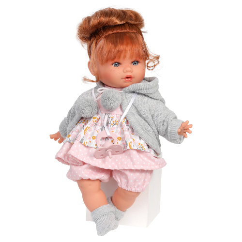13145 Кукла озвученная Ава в сером, 30 см, плачет, мягконабивная