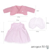 91033-32 Одежда для кукол и пупсов 30 - 35 см, платье белое с ромбами, болеро розовое, трусики