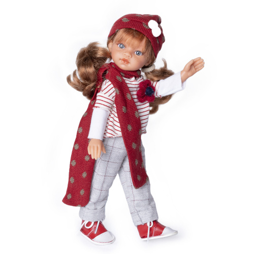 25298 Кукла девочка Эльвира в красном кэжуал образе, 33 см, виниловая