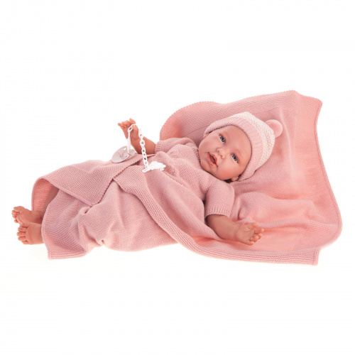 81055 Кукла Реборн Нурия в розовом, 52 см, мягконабивная