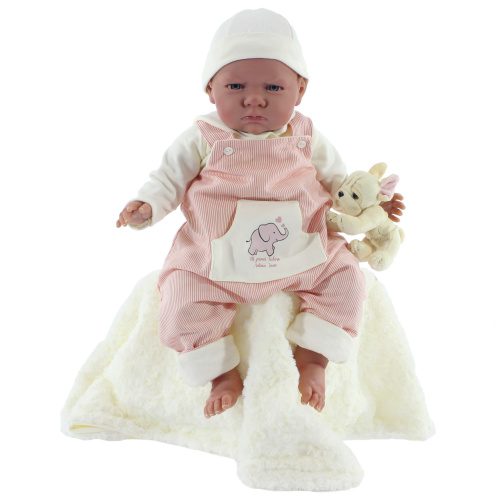 8152 Кукла реборн младенец Рокки в белом, 52 см, мягконабивная
