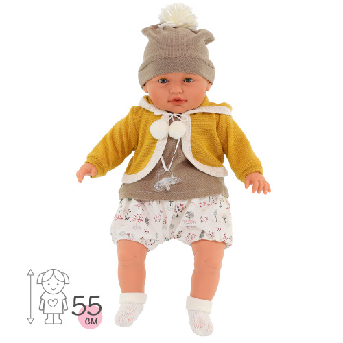 1901 Кукла Бенита в желтом, озвученная (плач), 55см