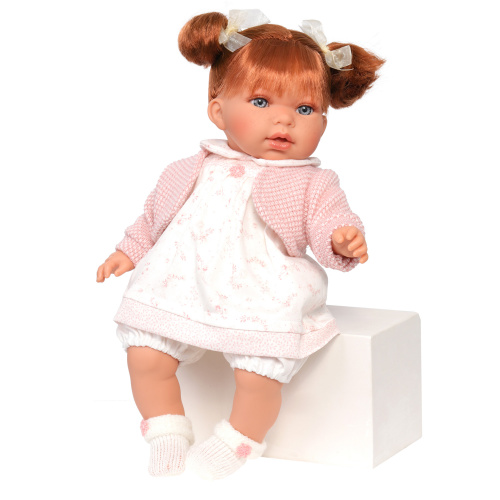 1553P Кукла озвученная Тереза в розовом, 37 см, говорит, смеётся, мягконабивная