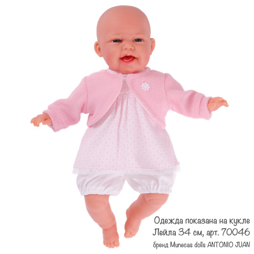 91033-21 Одежда для кукол и пупсов 30 - 35 см, платье, болеро розовое, трусики