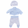91026-6 Комплект одежды для кукол 26 см, голубая кофта, шапка, ползунки