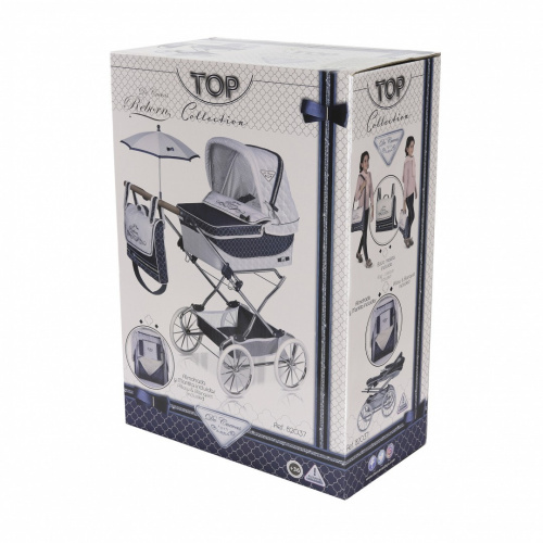 82037 Коляска с сумкой и зонтиком для кукол REBORN серии ТОП-коллекшн, 90 см (складная, с регулируе