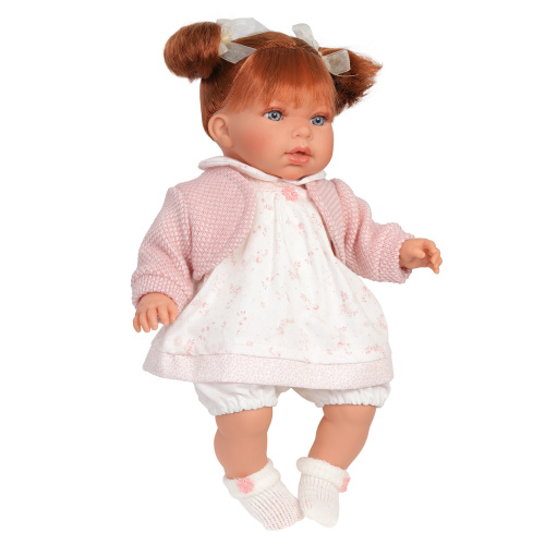 1553P Кукла озвученная Тереза в розовом, 37 см, говорит, смеётся, мягконабивная