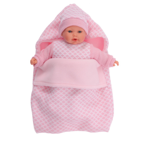 91026-19 Одежда для кукол и пупсов 25 - 29 см, конверт розовый, боди-комбинезон, шапка