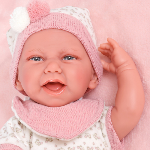 3388P Кукла младенец Давиния в розовом, 40 см, мягконабивная